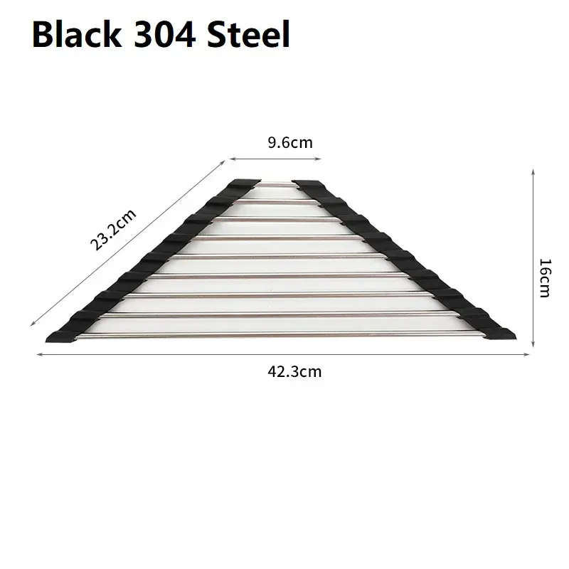 Égouttoir pliable triangulaire en acier inoxydable pour évier de cuisine, support de rangement pour bols et baguettes 8