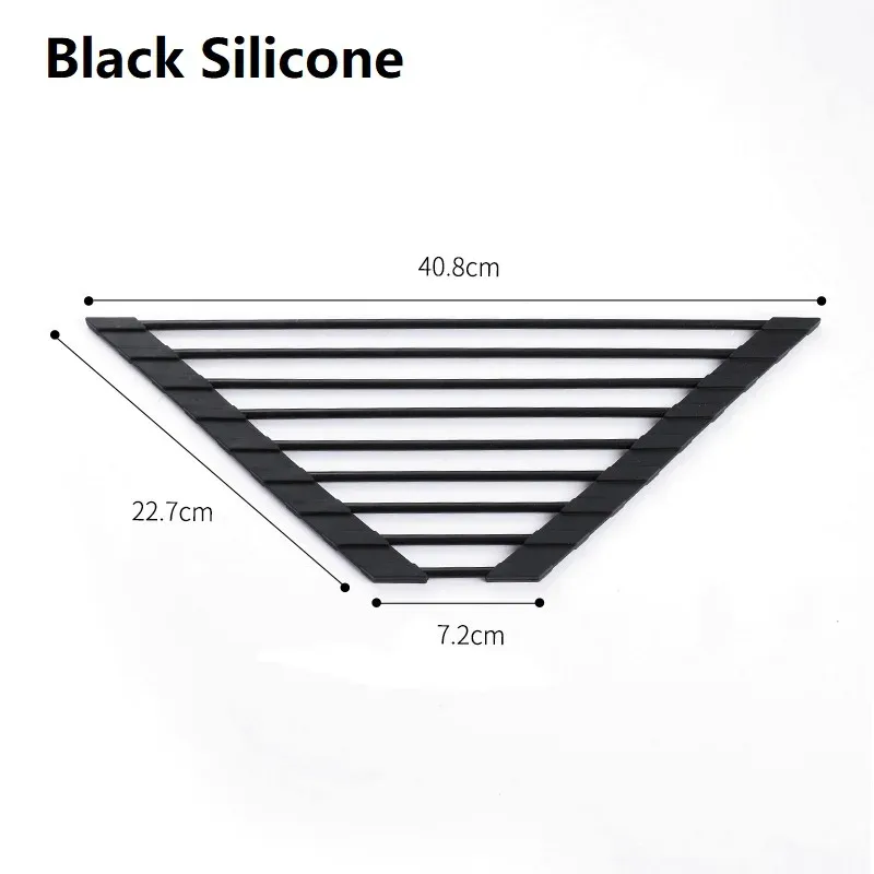 Égouttoir pliable triangulaire en acier inoxydable pour évier de cuisine, support de rangement pour bols et baguettes 10