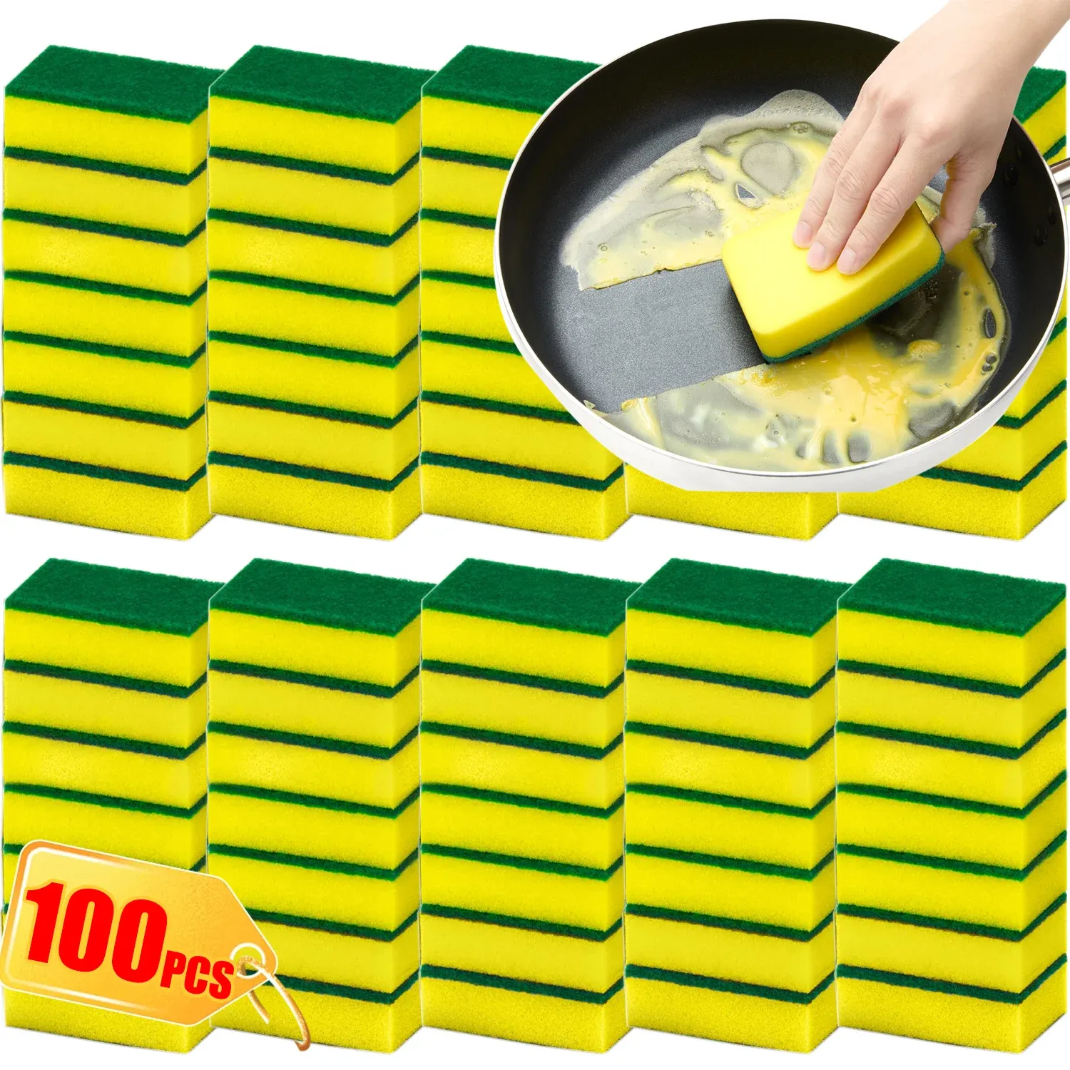 Éponges à vaisselle anti-rayures pour cuisine et salle de bains, lot de 10 à 100 pièces - Image 1