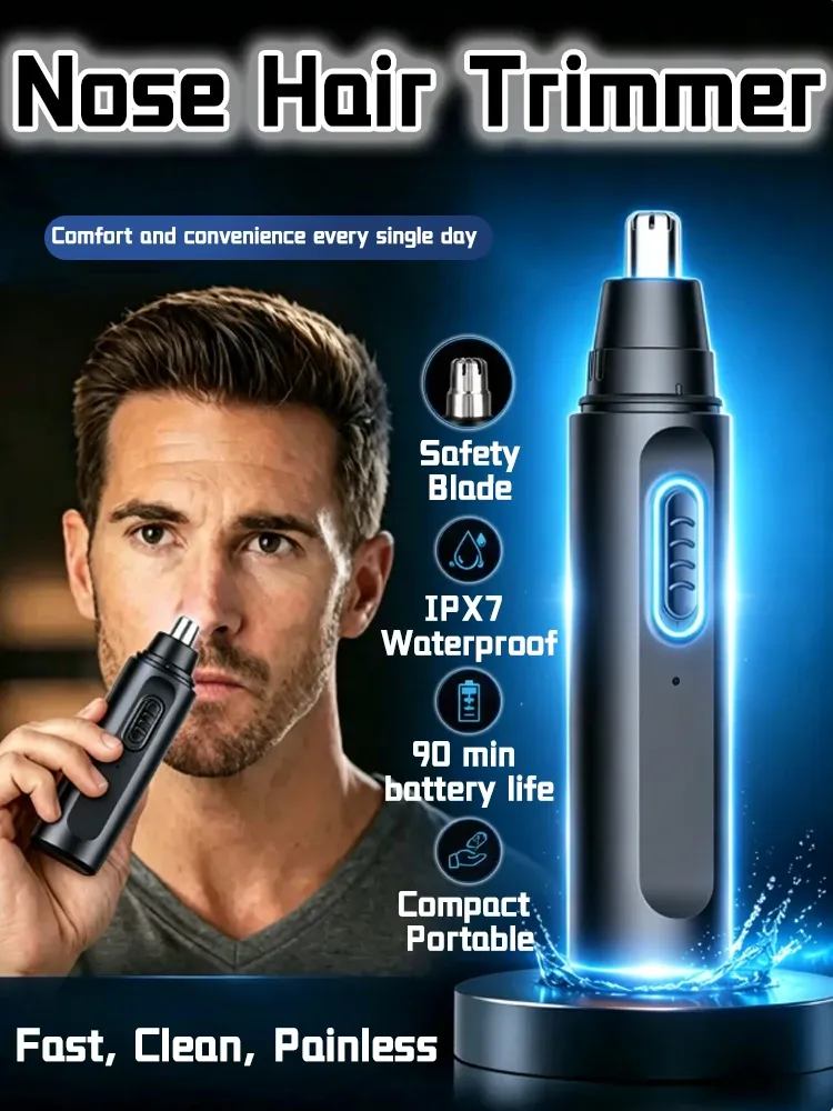 Épilateur nasal pour homme, tondeuse nez et oreilles étanche