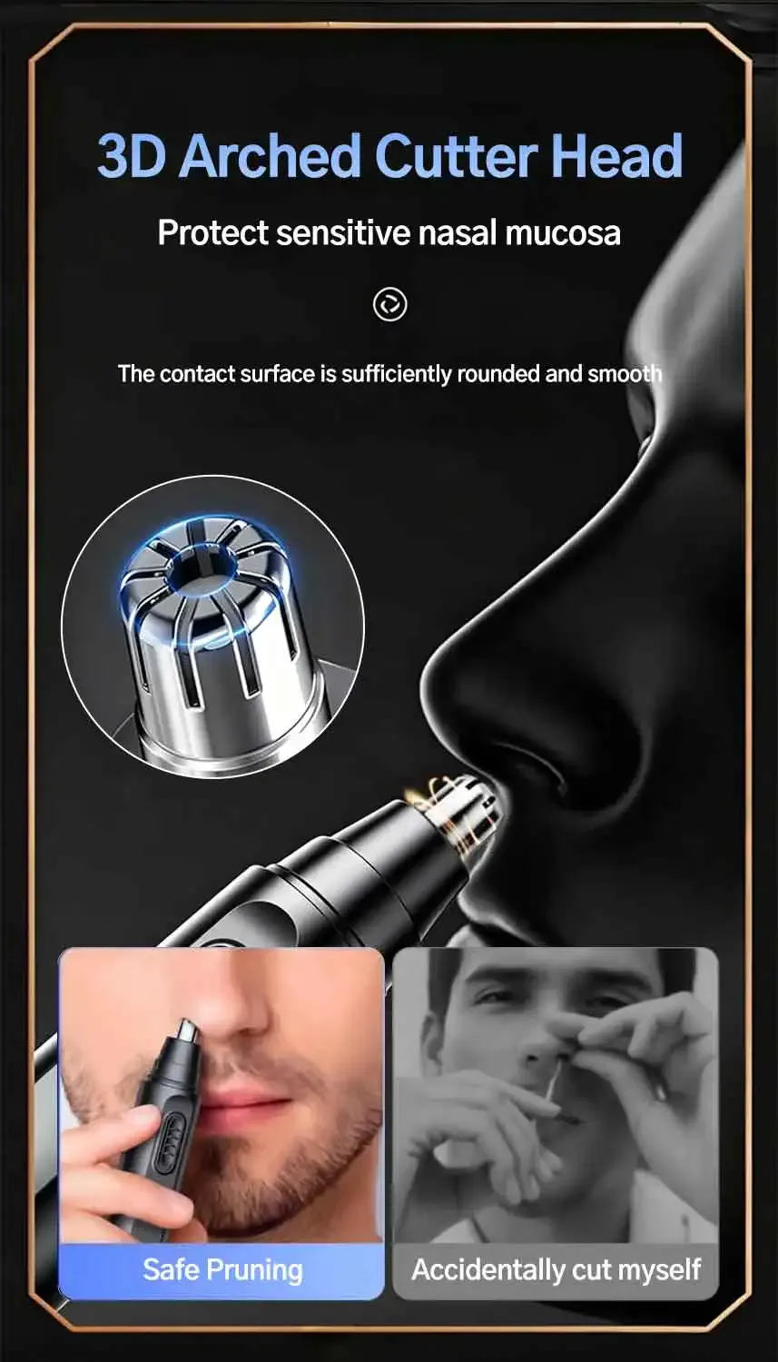Épilateur de poils du nez, détail de la tête de coupe