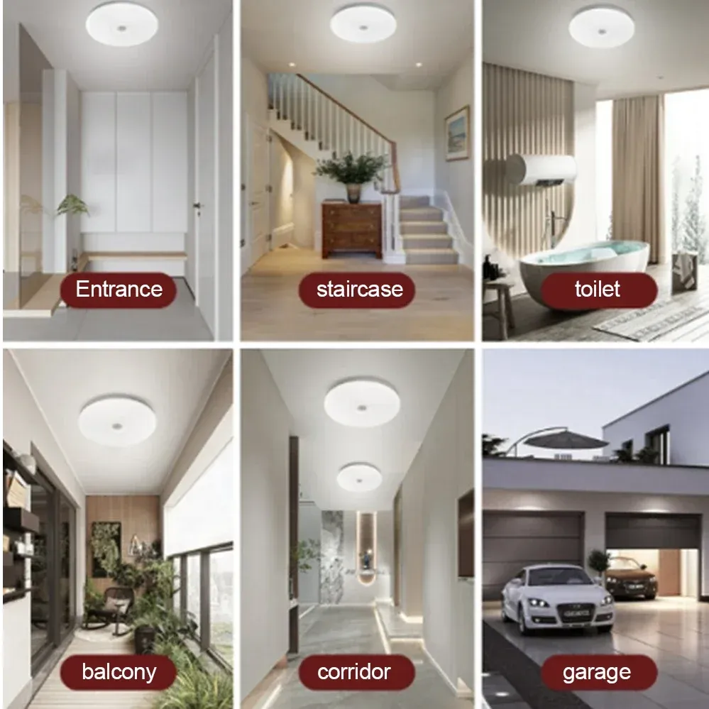Plafonnier à détecteur de mouvement PIR 12 W / 18 W, 220 V AC, pour couloir, garage, escalier et balcon 6