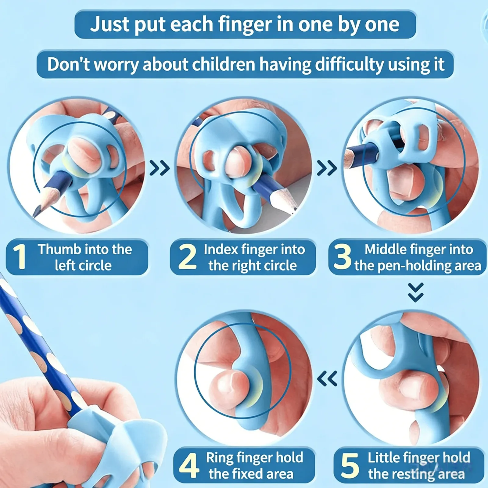 Correcteur de prise de stylo pour enfants en situation d'écriture