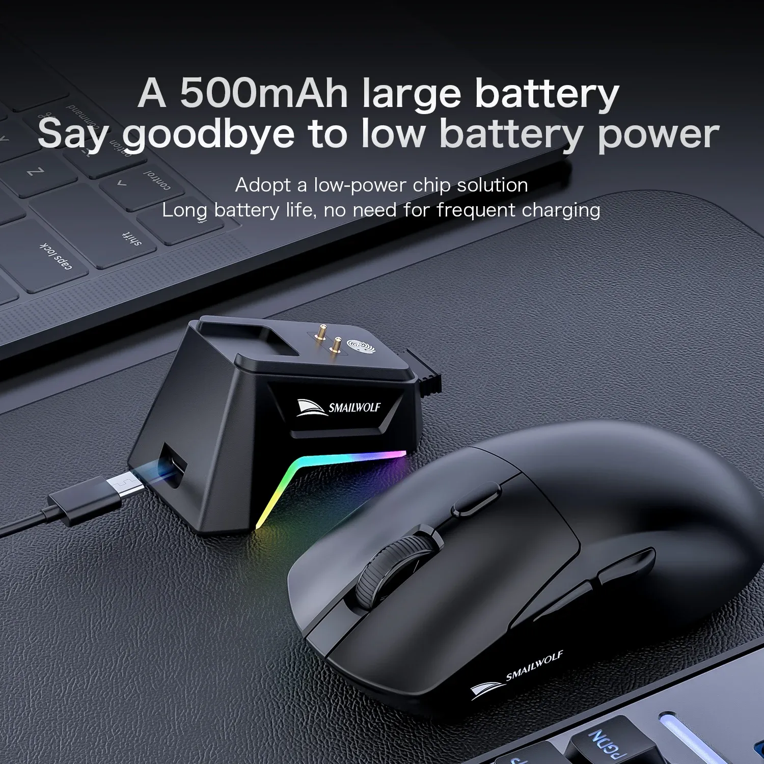 SMAILWOLF M3 PRO Souris sans fil Bluetooth tri-mode pour e-sport, compatible ordinateur portable et de bureau, capteur PAW3311, légère, idéale pour les jeux FPS 5
