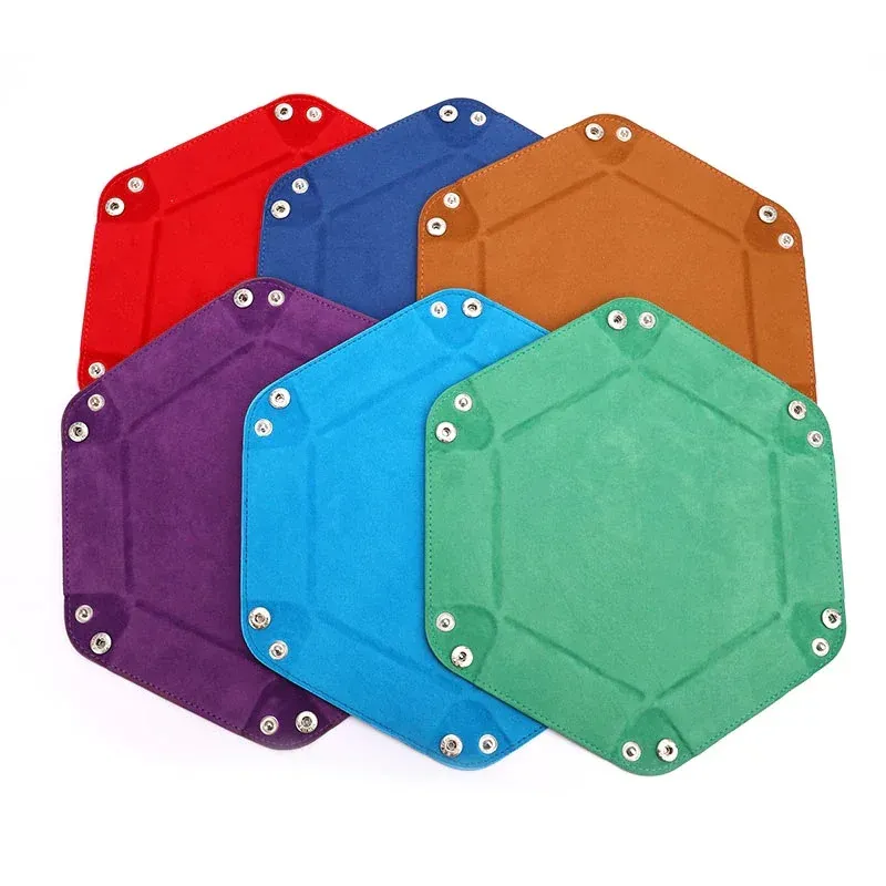 Boîte de rangement de table pliable en flanelle, 1 pièce, plateau de rangement hexagonal, plateau de dés de jeu, plateau de rangement pour bijoux 5