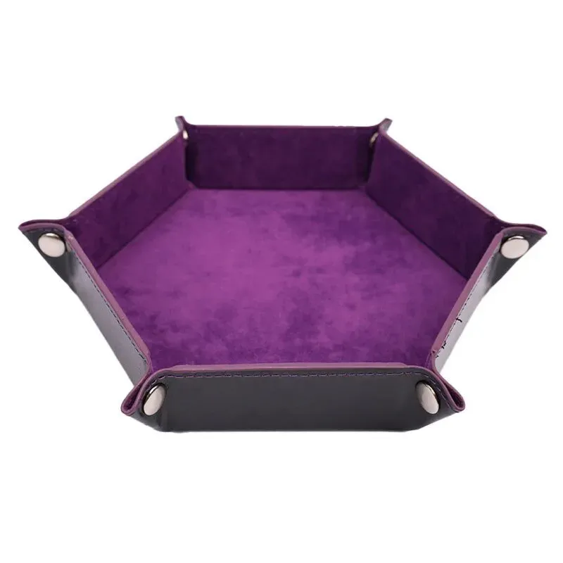 Boîte de rangement de table pliable en flanelle, 1 pièce, plateau de rangement hexagonal, plateau de dés de jeu, plateau de rangement pour bijoux 12