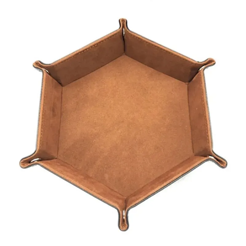 Boîte de rangement de table pliable en flanelle, 1 pièce, plateau de rangement hexagonal, plateau de dés de jeu, plateau de rangement pour bijoux 11
