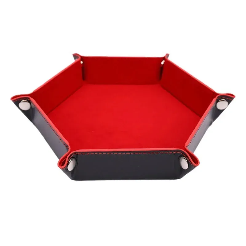 Boîte de rangement de table pliable en flanelle, 1 pièce, plateau de rangement hexagonal, plateau de dés de jeu, plateau de rangement pour bijoux 8