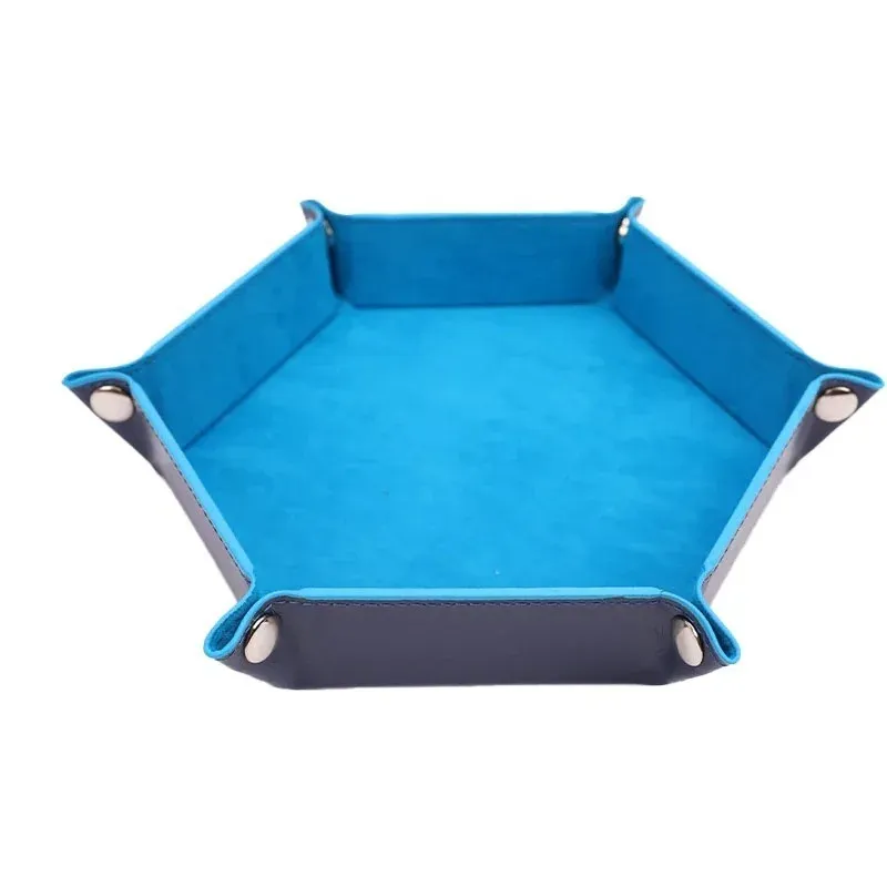 Boîte de rangement de table pliable en flanelle, 1 pièce, plateau de rangement hexagonal, plateau de dés de jeu, plateau de rangement pour bijoux 7