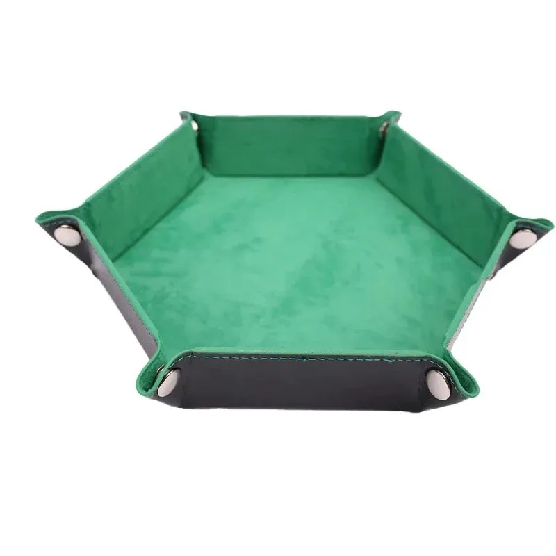 Boîte de rangement de table pliable en flanelle, 1 pièce, plateau de rangement hexagonal, plateau de dés de jeu, plateau de rangement pour bijoux 10