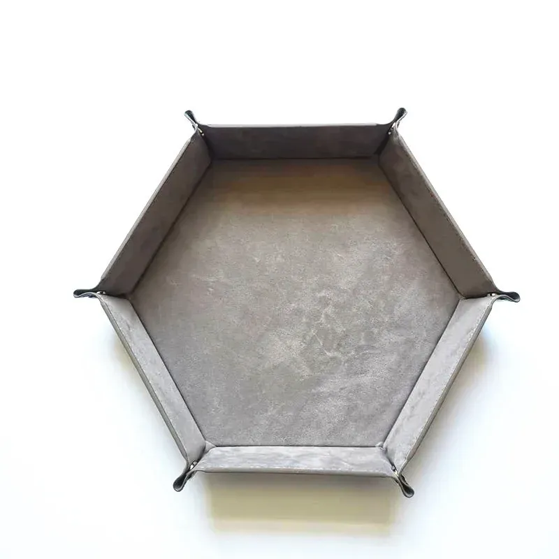 Boîte de rangement de table pliable en flanelle, 1 pièce, plateau de rangement hexagonal, plateau de dés de jeu, plateau de rangement pour bijoux 9