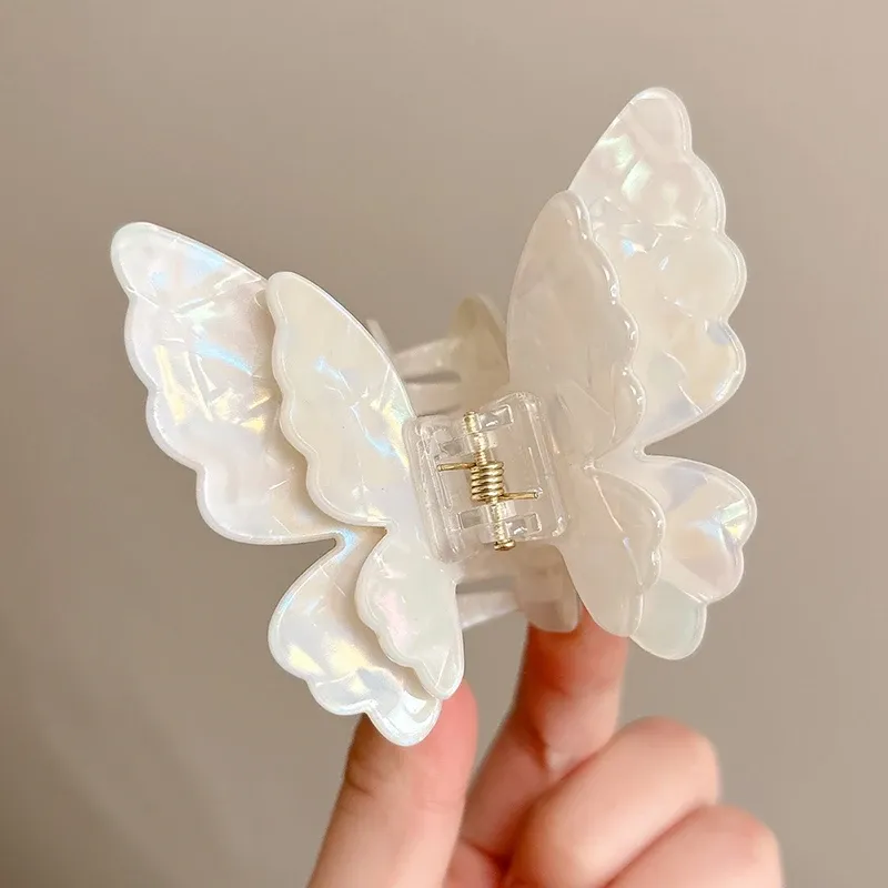 AWAYTR - Pince à cheveux papillon pour femme et fille, accessoire en acétate en forme de crabe, de requin et de princesse, sans nickel 5