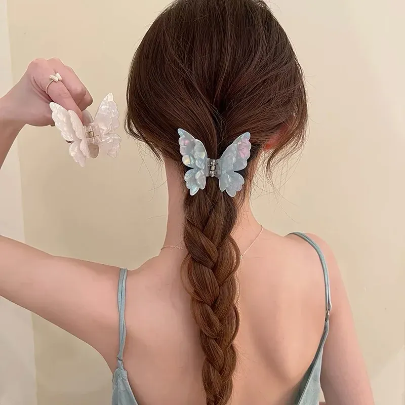 AWAYTR - Pince à cheveux papillon pour femme et fille, accessoire en acétate en forme de crabe, de requin et de princesse, sans nickel 6