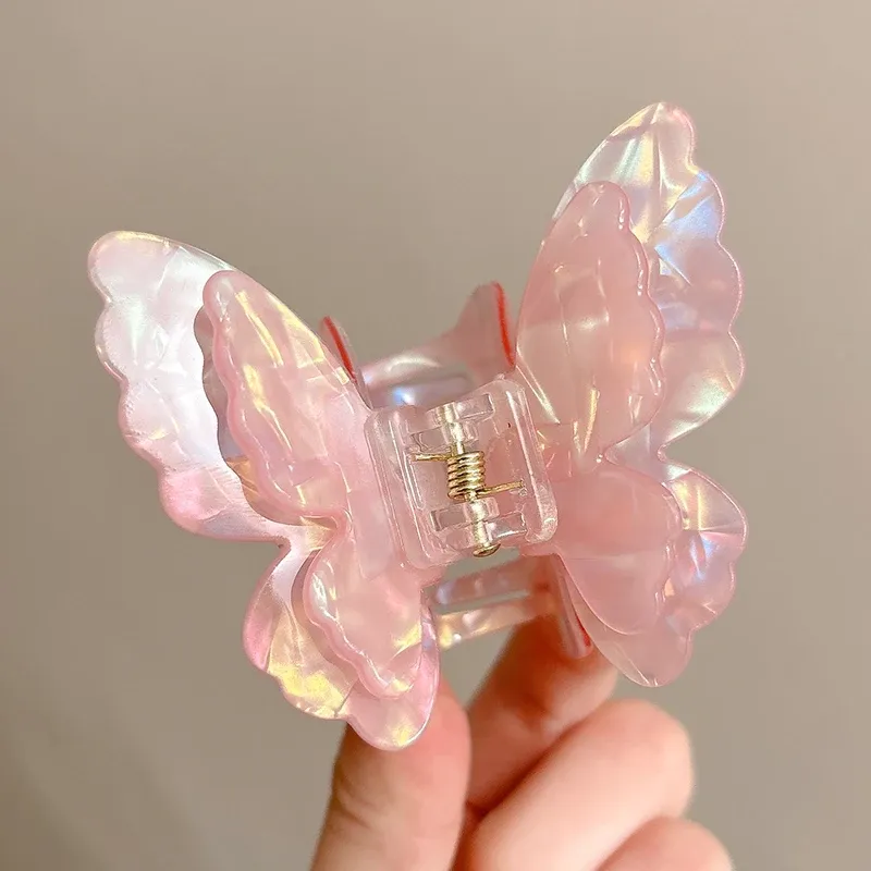 AWAYTR - Pince à cheveux papillon pour femme et fille, accessoire en acétate en forme de crabe, de requin et de princesse, sans nickel 11