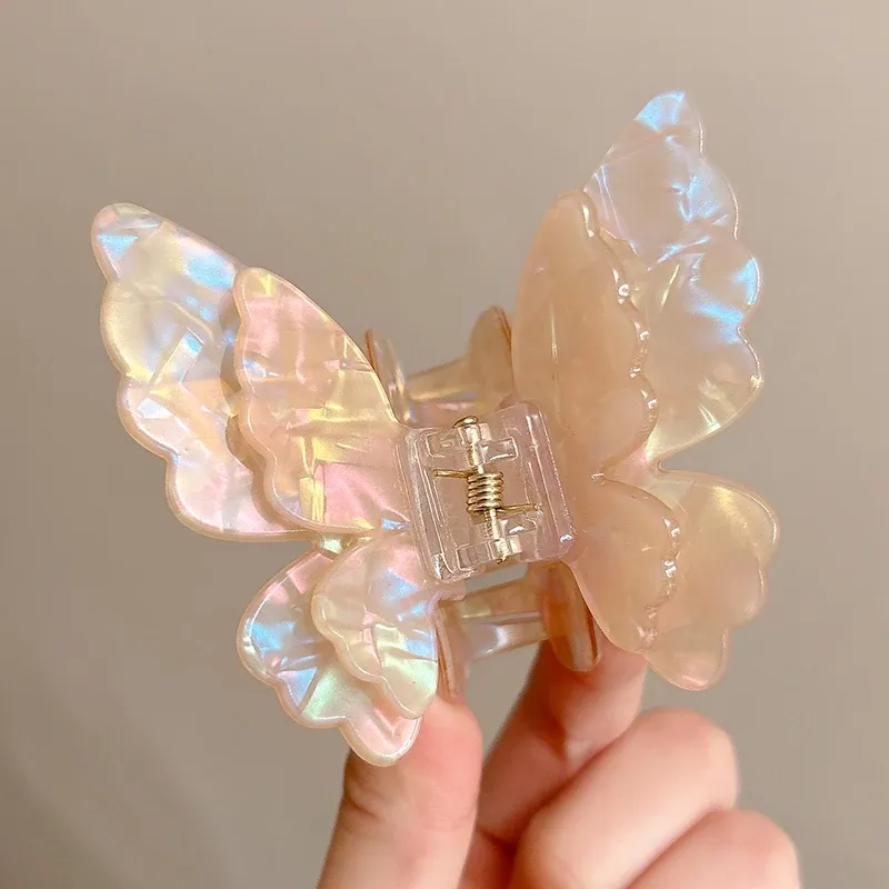 AWAYTR - Pince à cheveux papillon pour femme et fille, accessoire en acétate en forme de crabe, de requin et de princesse, sans nickel 10