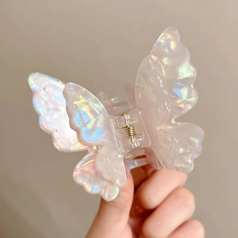 AWAYTR - Pince à cheveux papillon pour femme et fille, accessoire en acétate en forme de crabe, de requin et de princesse, sans nickel 7