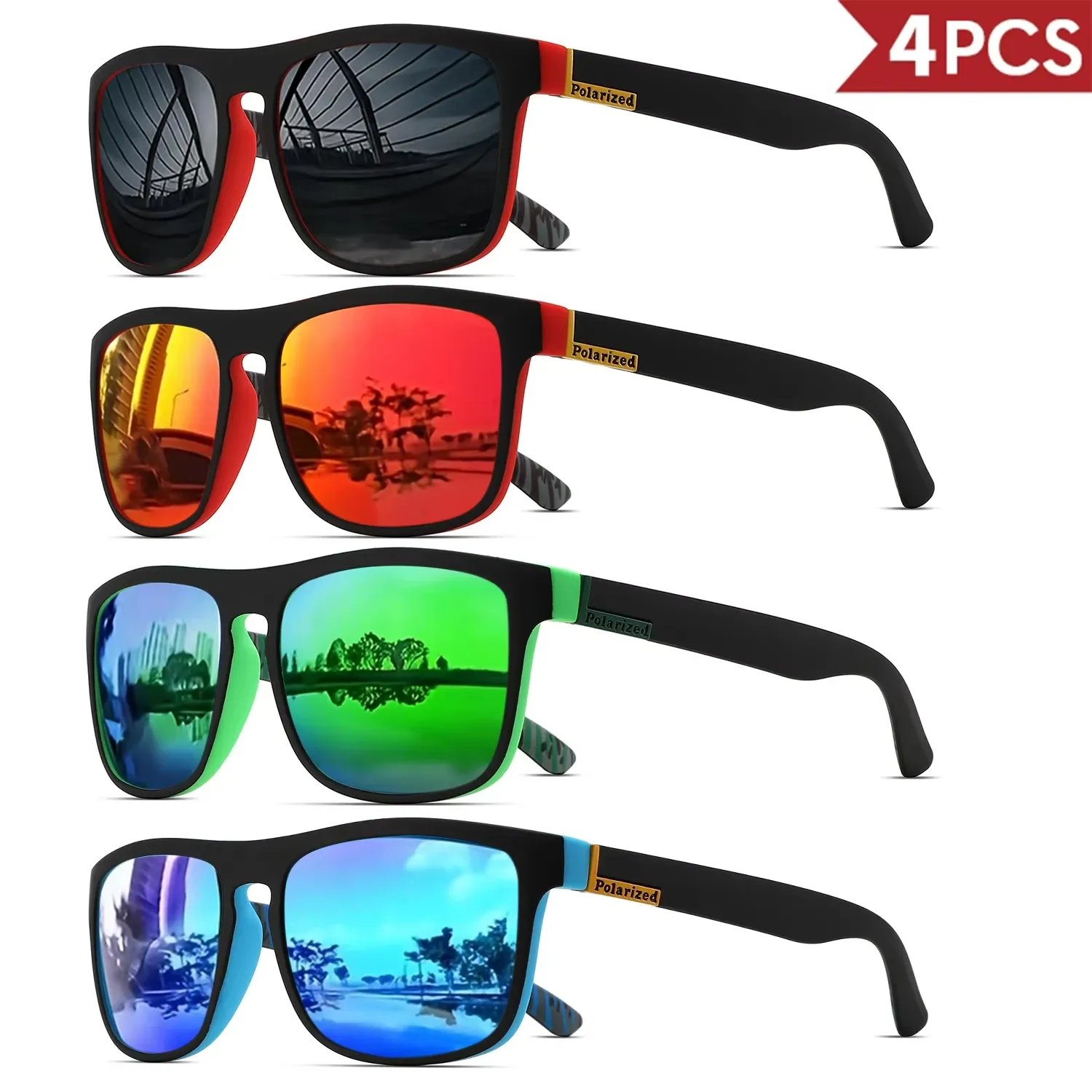 Lunettes de soleil polarisées carrées, vue de profil