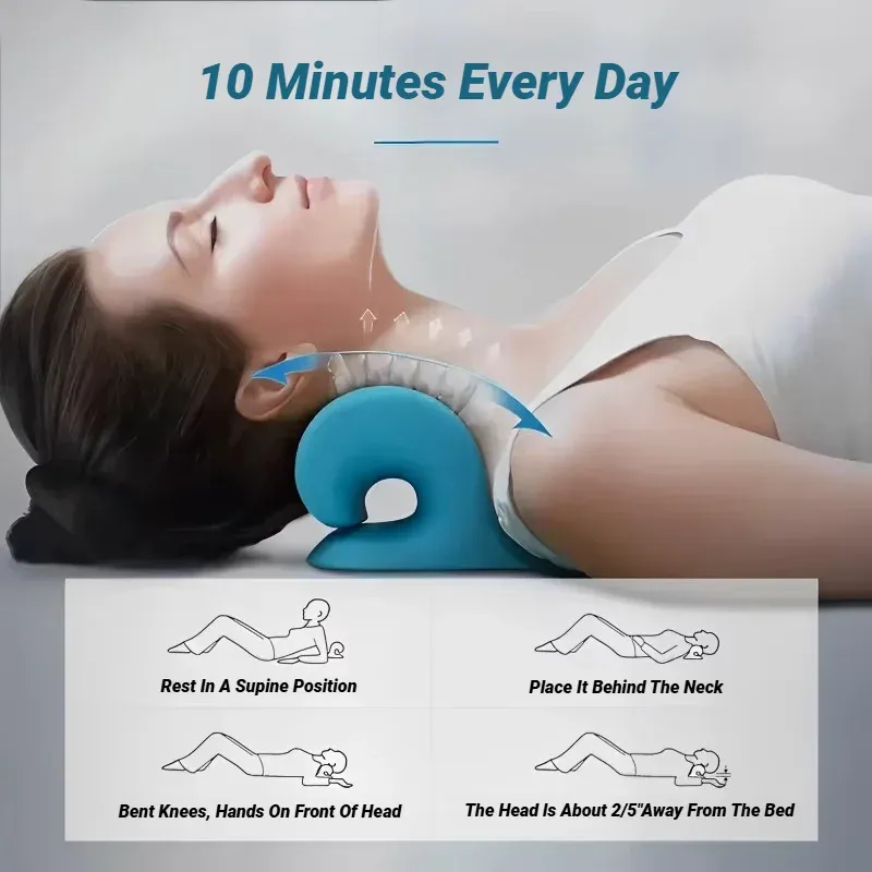 Civière de cou et d'épaule, relaxant de la colonne cervicale, dispositif de traction, relaxation musculaire, oreiller de massage, correction chiropratique 2
