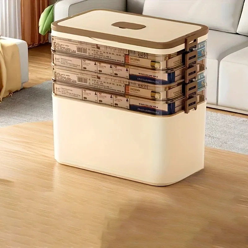 Organisateur de rangement empilable à 3, 4 ou 5 niveaux pour la maison et le bureau, avec couvercles, transparent, idéal pour documents, stylos, crayons et fournitures de couture 9