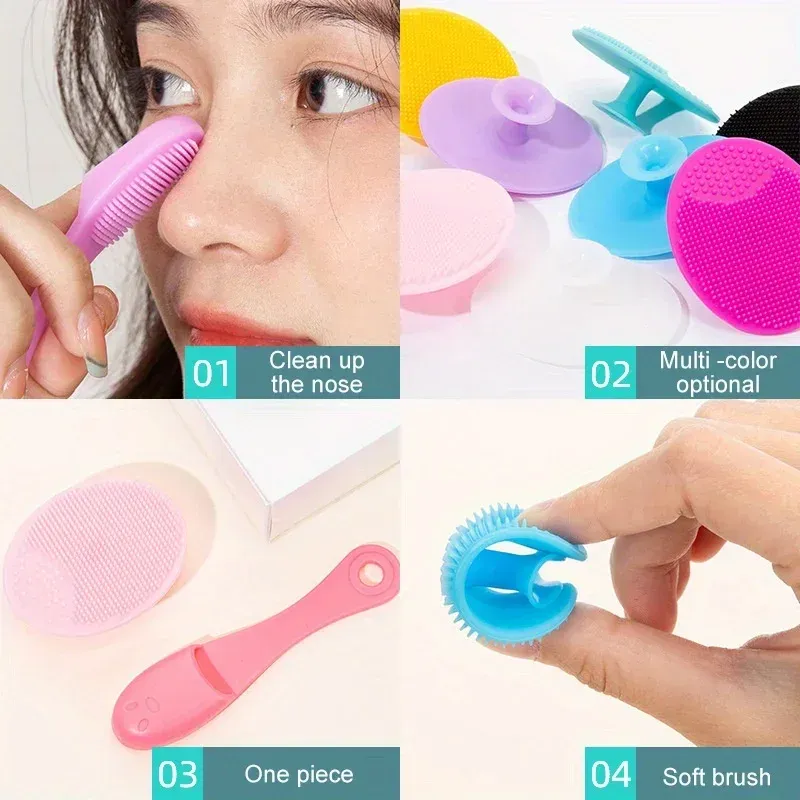 Brosse nettoyante visage en silicone à double face, brosse de massage portable pour points noirs, outil de soin de la peau 3