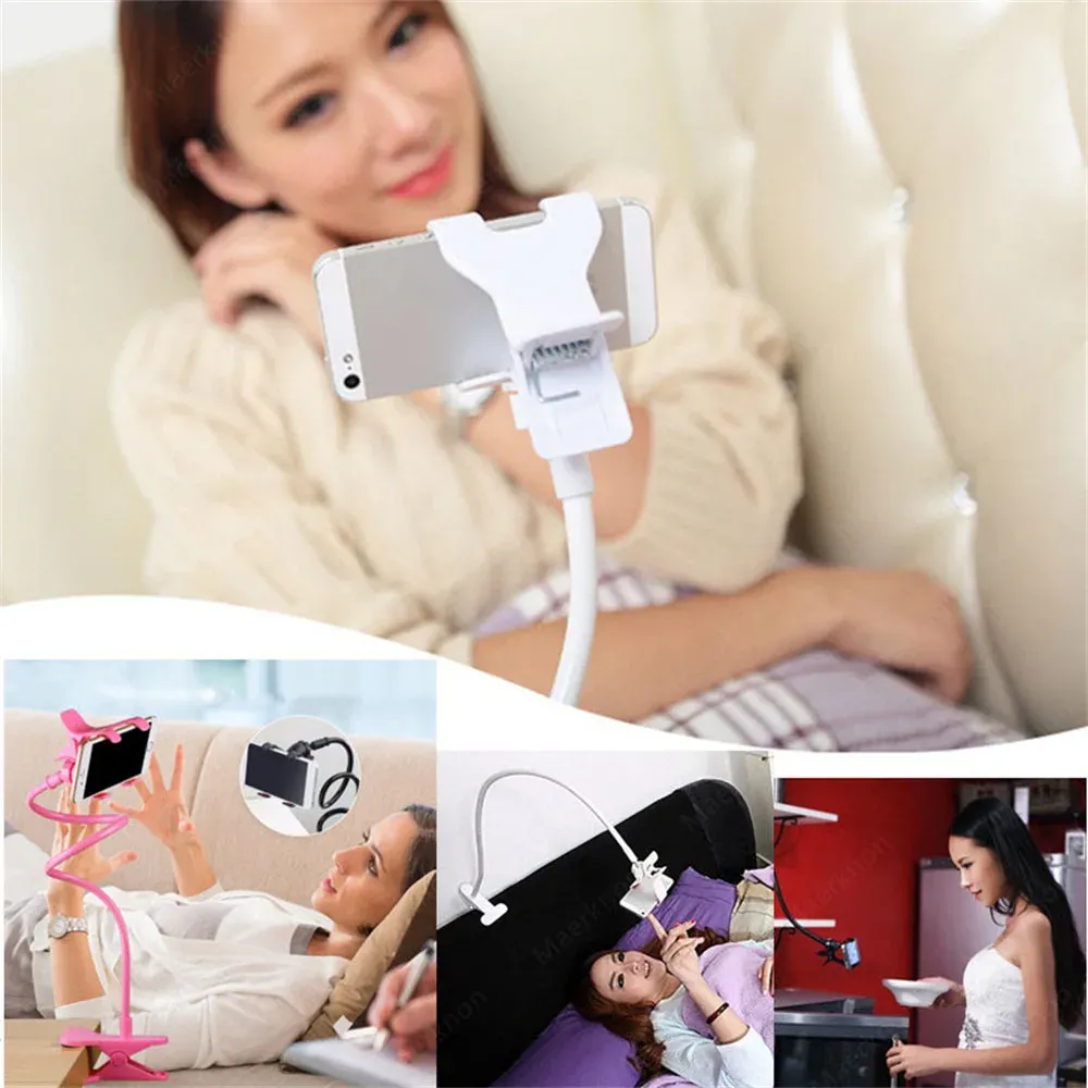 Support de téléphone réglable à bras long avec pince flexible universelle à 360°, compatible avec tous les smartphones 3