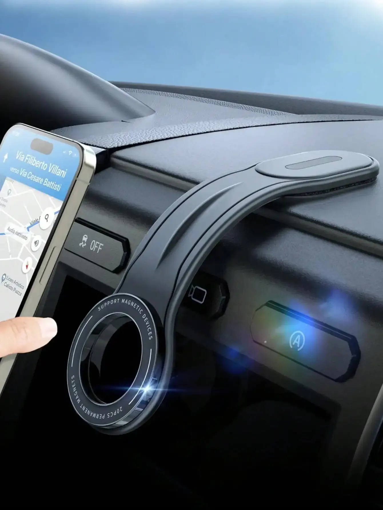 Support magnétique flexible pour téléphone de voiture – Bras réglable en alliage d'aluminium, rotation à 360°, conception modelable pour angles de visualisation personnalisés