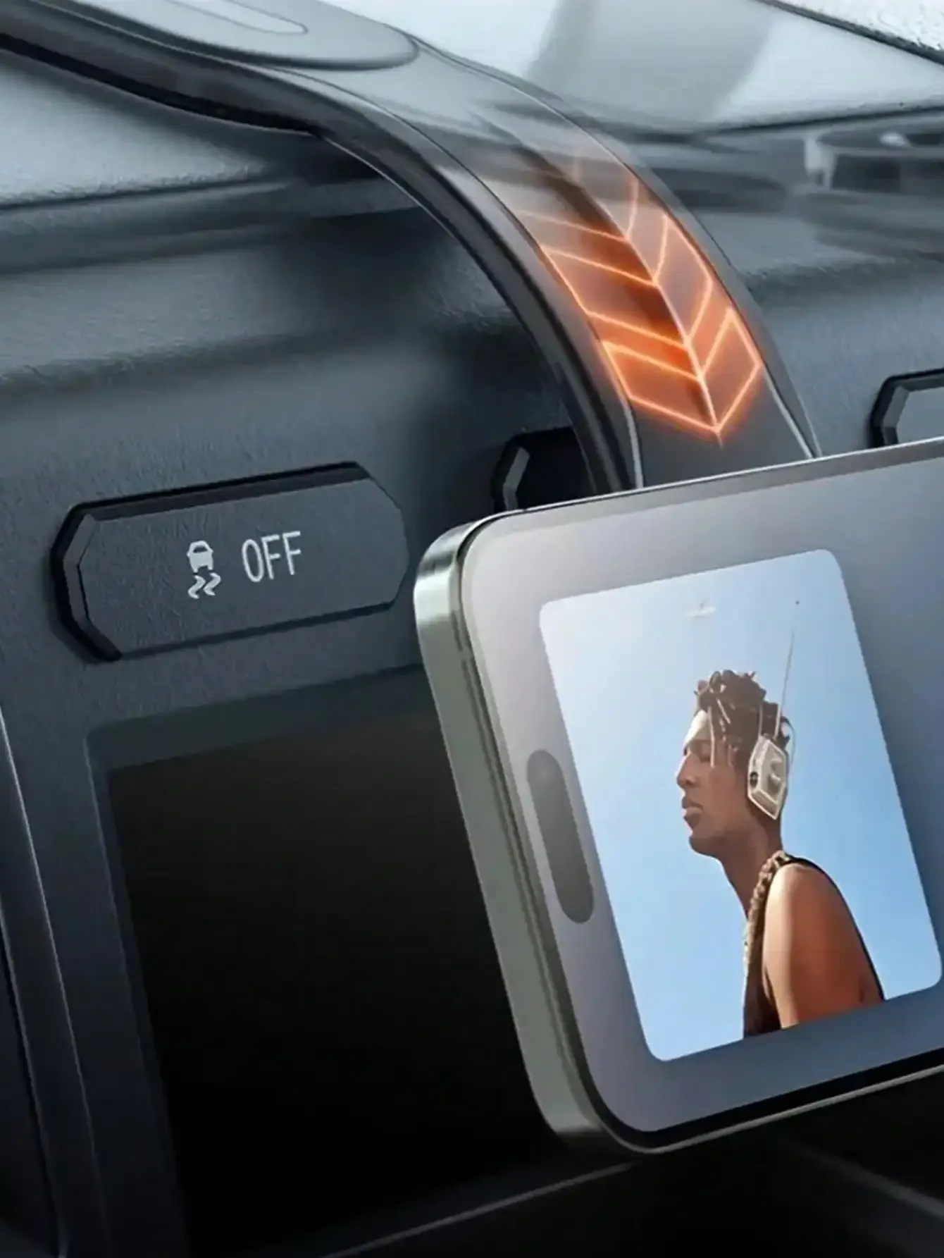 Support magnétique pour téléphone de voiture, détail du bras flexible