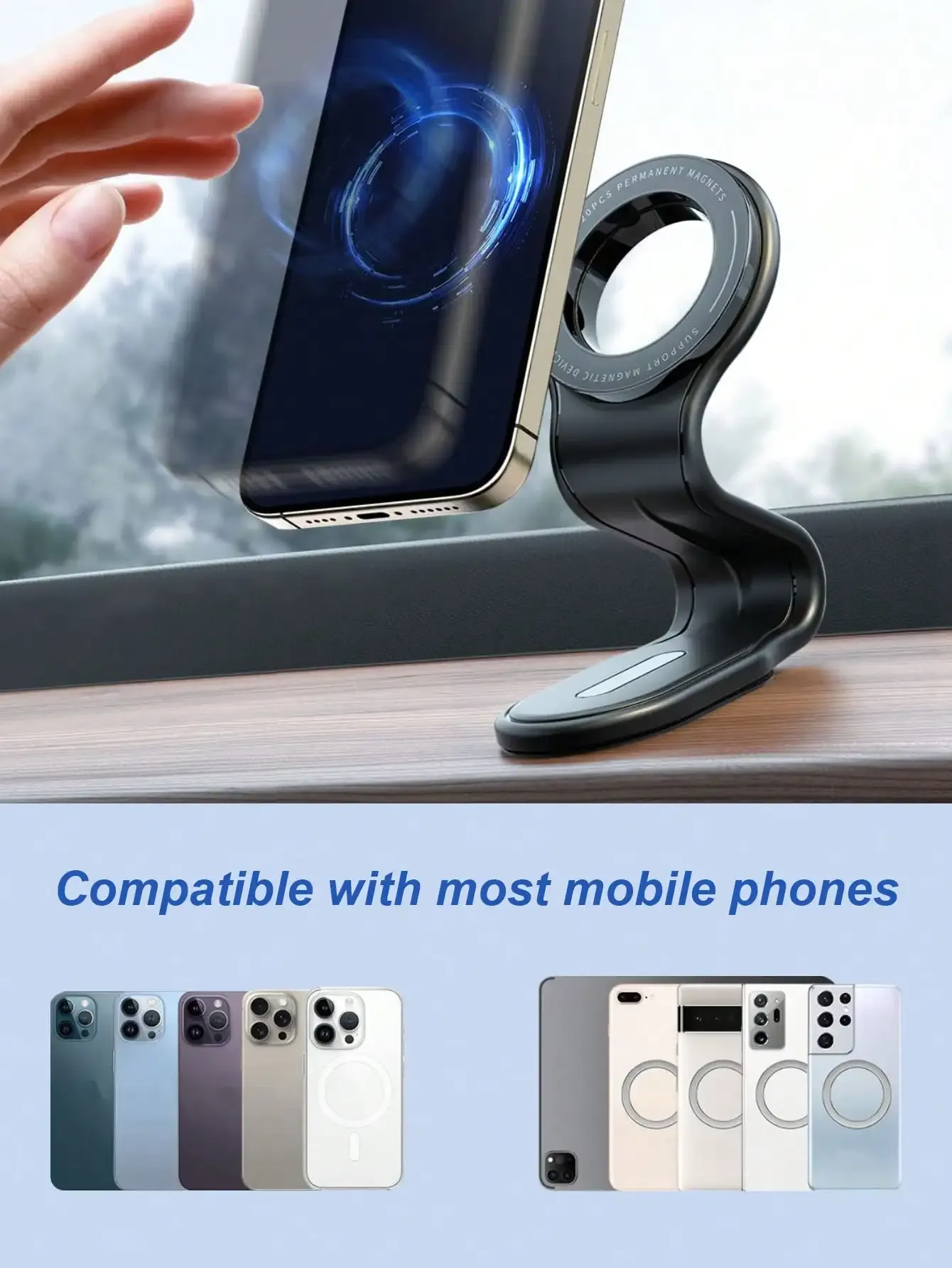 Support magnétique pour téléphone de voiture, utilisation en conduite