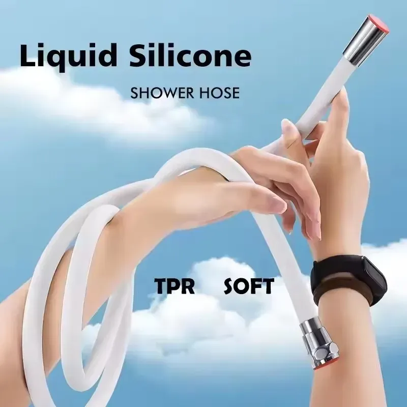 Flexible de douche en silicone universel, pliable et anti-emmêlement, 1,5 m / 2 m, pour salle de bains 3