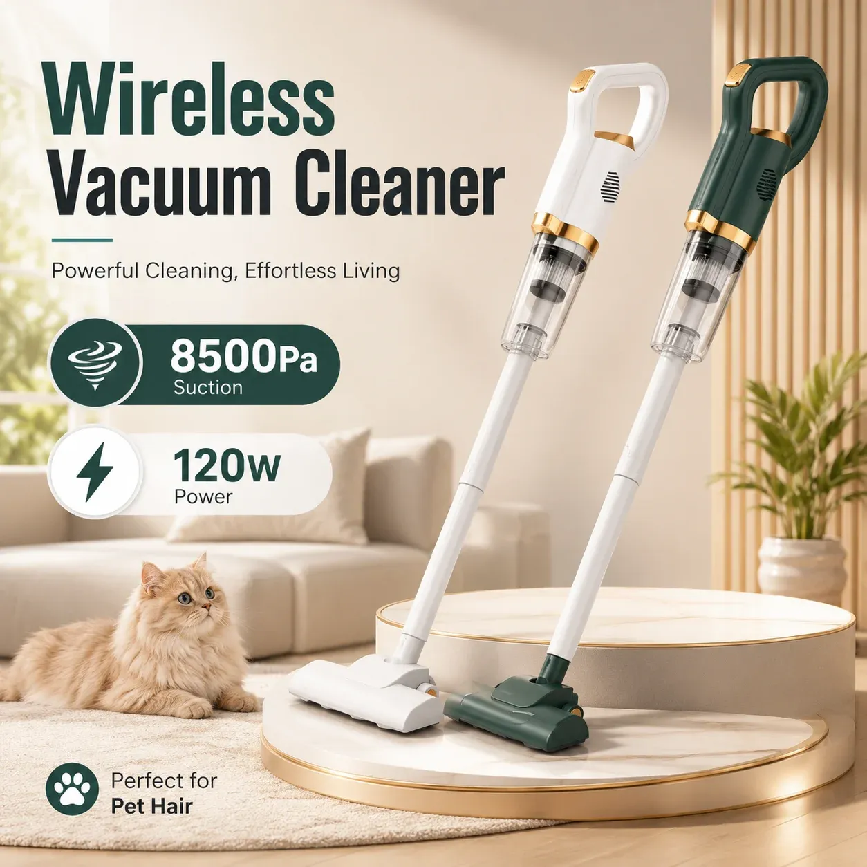 Aspirateur à main sans fil haute puissance 8500 Pa, 120 W, portable, pour la maison et la voiture, avec brosse
