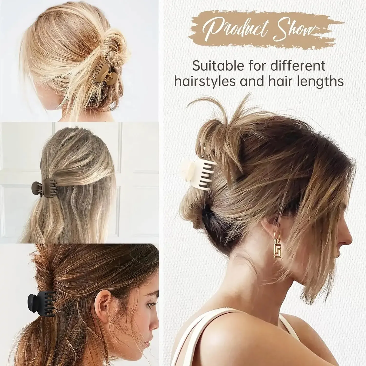 Petites pinces à cheveux pour femmes, lot de 4, double rangée de dents, griffes moyennes, épingles à cheveux pour filles, cheveux fins, accessoires de mode 3