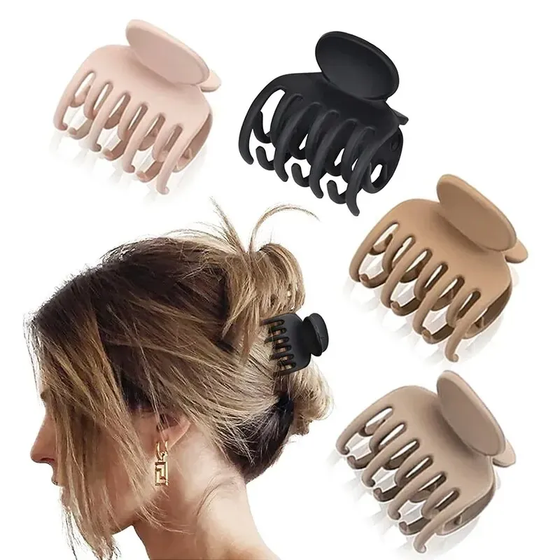 Petites pinces à cheveux pour femmes, lot de 4, double rangée de dents, griffes moyennes, épingles à cheveux pour filles, cheveux fins, accessoires de mode 5