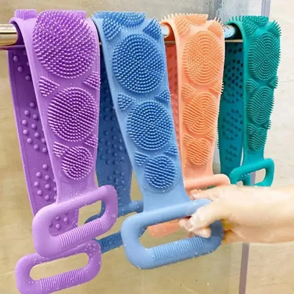 Éponge corporelle en silicone, brosse de douche pour le dos, gommage et massage de la peau, accessoire de bain - Image 1