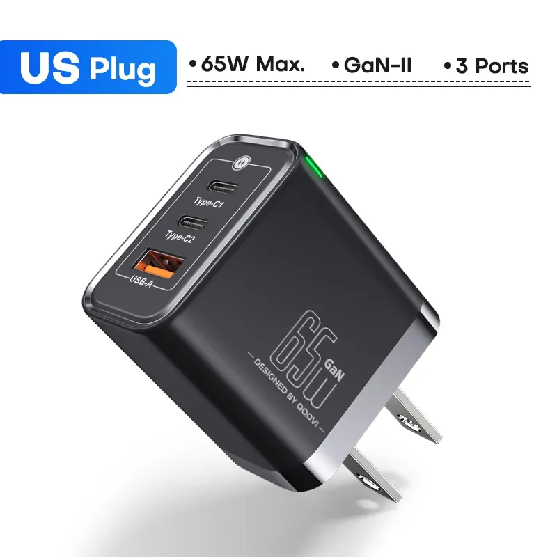 Chargeur mural USB-C GaN 45 W PD QC 3.0, charge rapide pour iPhone, Samsung S23 et S21, ordinateur portable et tablette, marque Qwing 9