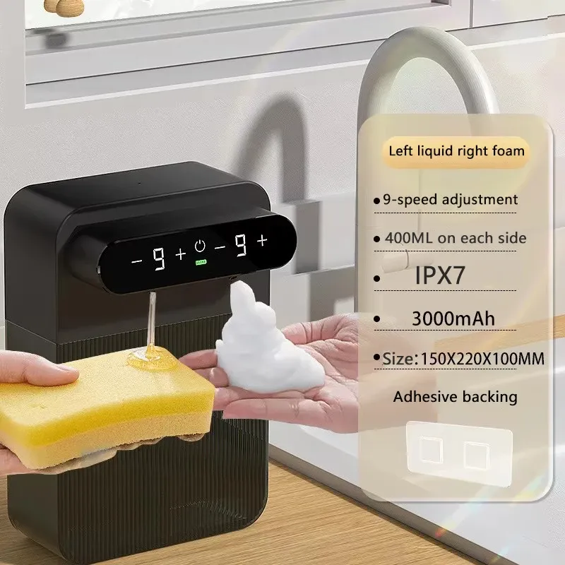Distributeur automatique de savon sans contact à capteur intelligent, modes mousse et liquide, pour salle de bain et cuisine 14