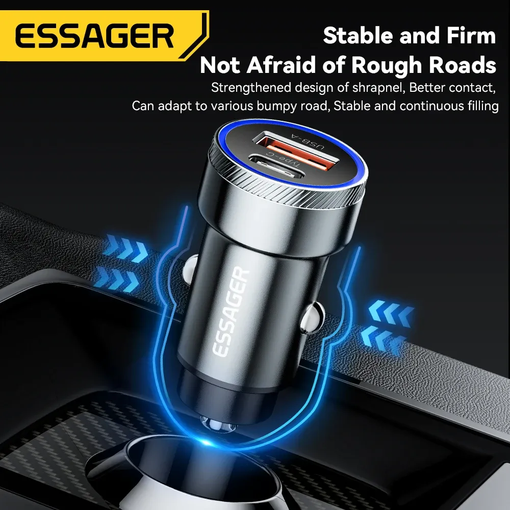 Chargeur de voiture Essager 54W, USB et USB-C, 5 A, charge rapide QC 3.0, PD 3.0, SCP, AFC, compatible iPhone, Huawei, Samsung et Xiaomi 6