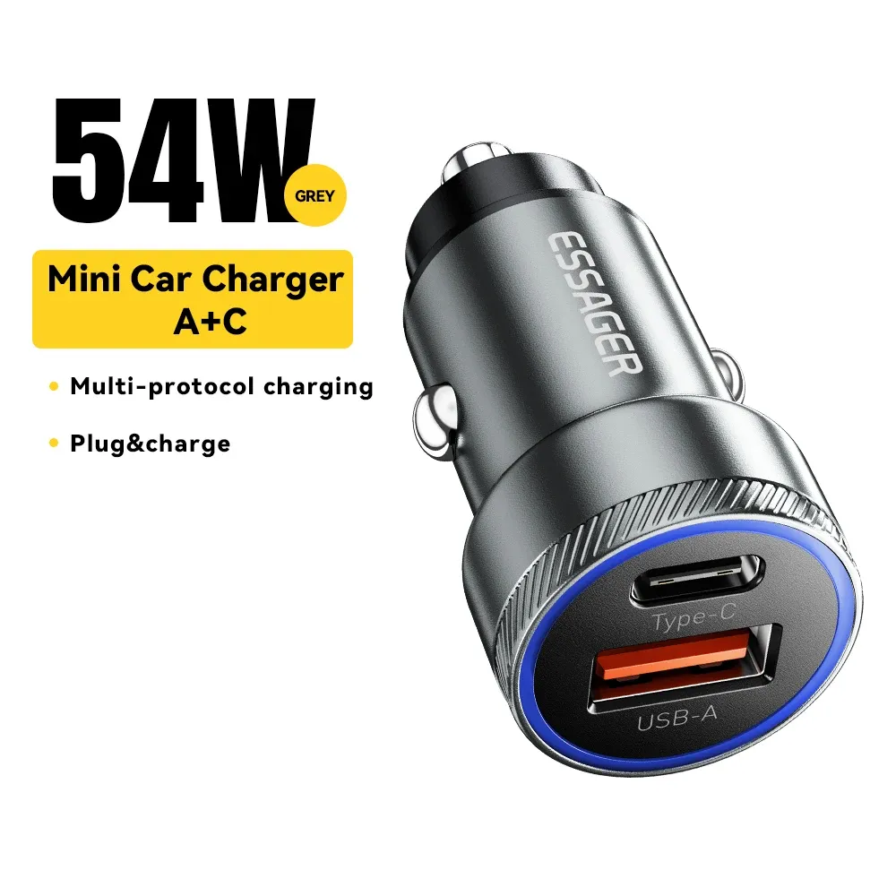 Chargeur de voiture Essager 54W, USB et USB-C, 5 A, charge rapide QC 3.0, PD 3.0, SCP, AFC, compatible iPhone, Huawei, Samsung et Xiaomi 7