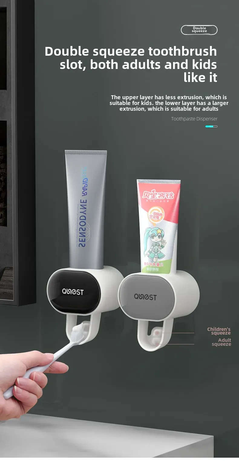 Presse-dentifrice mural en situation dans une salle de bains