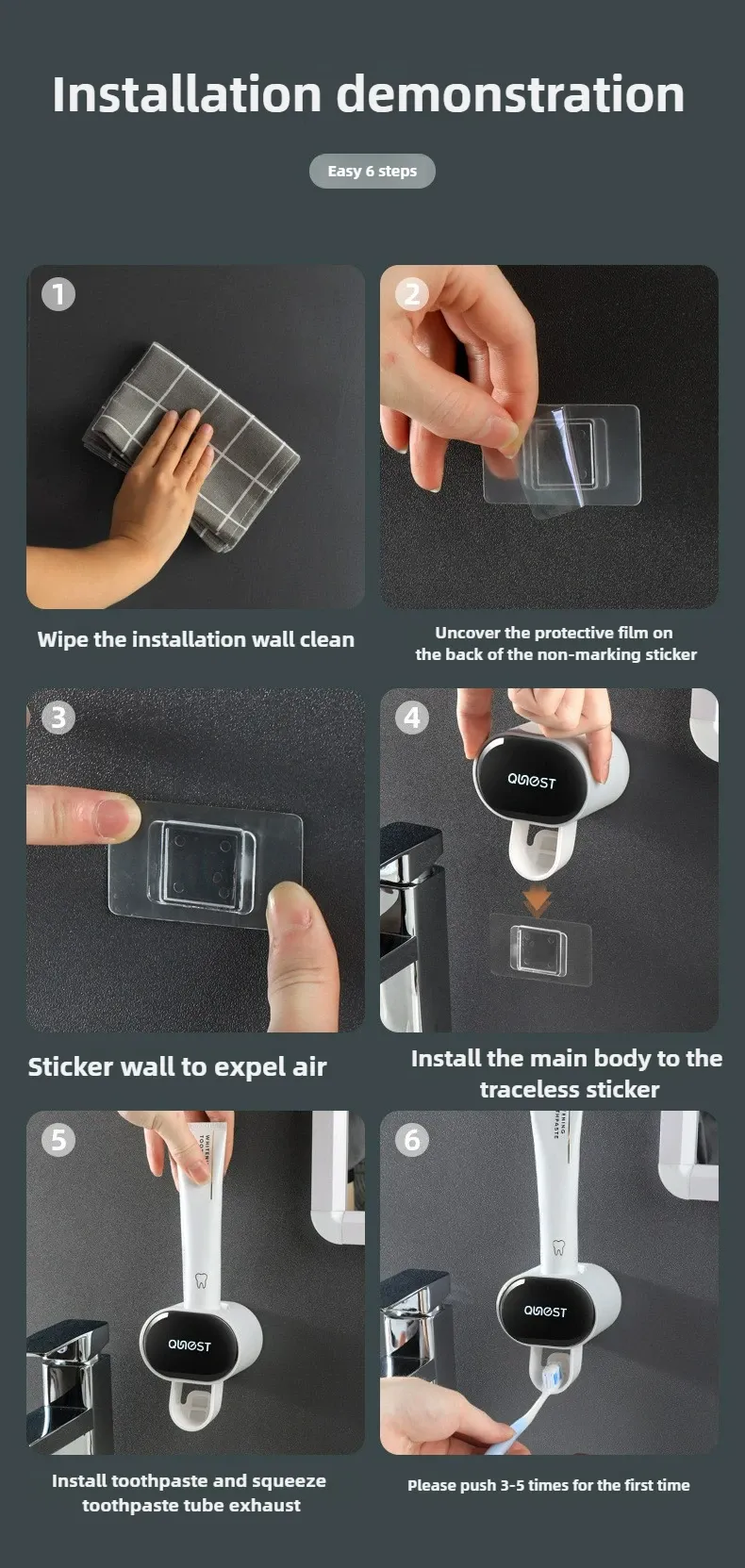 Distributeur automatique de dentifrice mural, finition premium