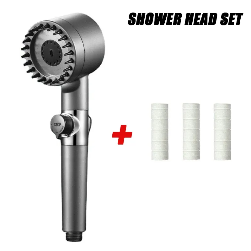 Pommeau de douche noir haute pression, 3 modes, support réglable avec filtre Boost et flexible pour ensemble d'accessoires de salle de bains, nouvelle collection 8