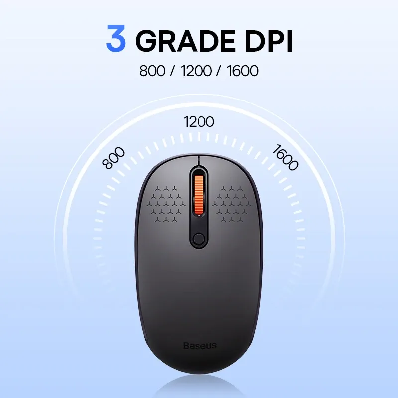 Souris Bluetooth sans fil Baseus 1600 DPI silencieuse avec récepteur USB Nano 2,4 GHz pour PC, MacBook et tablette 2