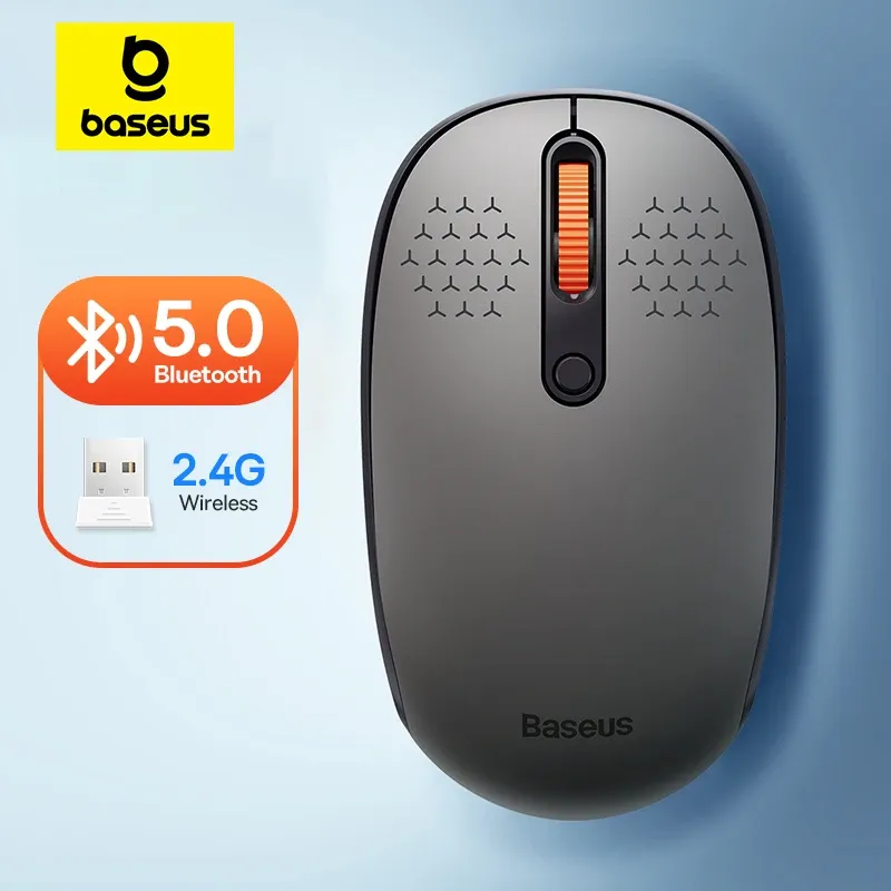 Souris Bluetooth sans fil Baseus 1600 DPI silencieuse avec récepteur USB Nano 2,4 GHz pour PC, MacBook et tablette