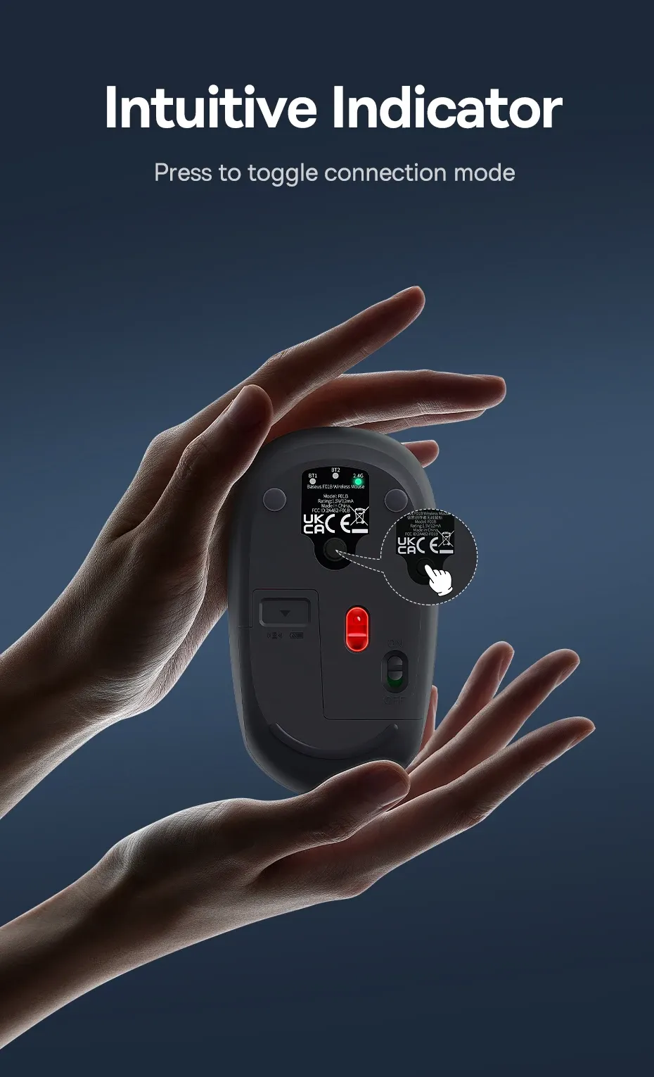 Indicateur de mode de connexion de la souris Baseus F01B