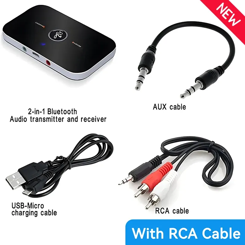 Émetteur-récepteur Bluetooth 5.3 avec sorties RCA et AUX 3,5 mm, clé USB, pour voiture, PC, TV et casque 8