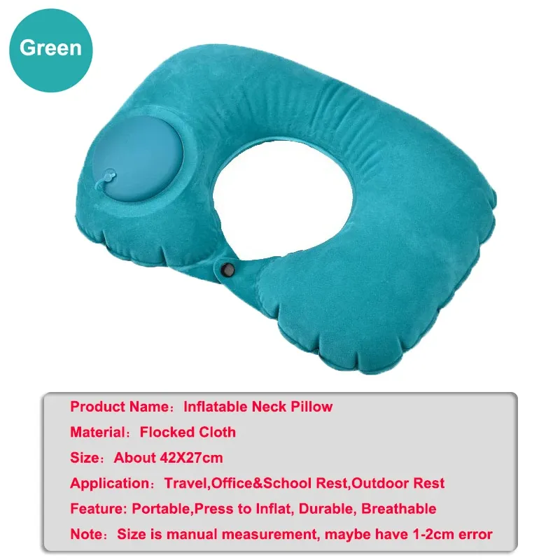 Oreiller de voyage gonflable, oreiller de cou pour avion, oreiller cervical orthopédique en forme de U, oreiller portable pliable pour l'extérieur 6