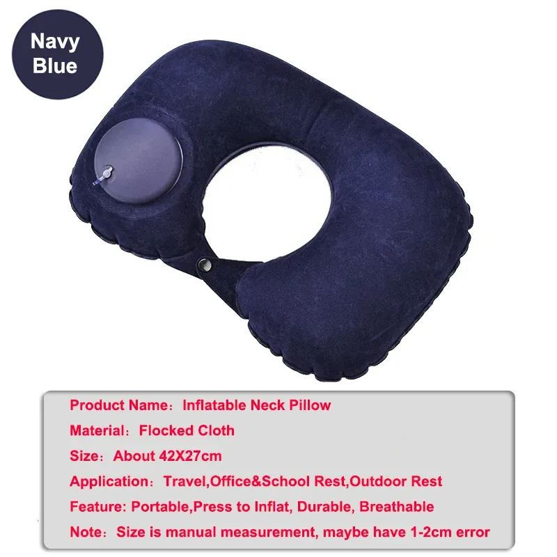 Oreiller de voyage gonflable, oreiller de cou pour avion, oreiller cervical orthopédique en forme de U, oreiller portable pliable pour l'extérieur 12