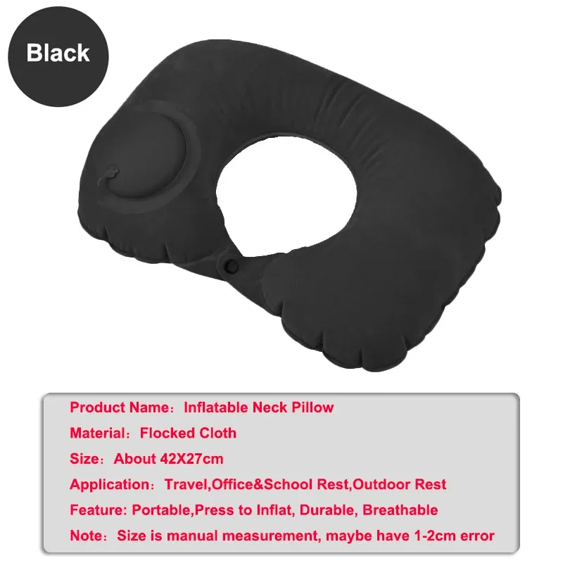 Oreiller de voyage gonflable, oreiller de cou pour avion, oreiller cervical orthopédique en forme de U, oreiller portable pliable pour l'extérieur 8