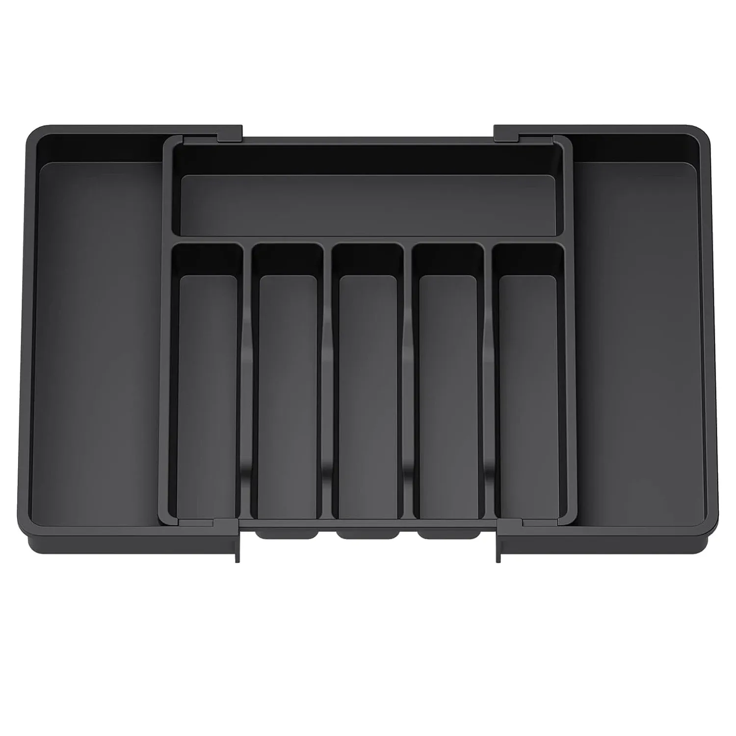 Organisateur de tiroir à couverts amélioré et réglable, plateau de rangement en plastique à compartiments, support gain de place pour couteaux, cuillères et vaisselle de cuisine 8