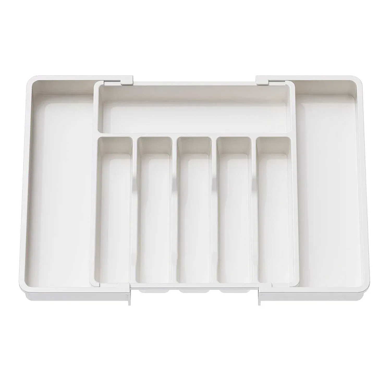 Organisateur de tiroir à couverts amélioré et réglable, plateau de rangement en plastique à compartiments, support gain de place pour couteaux, cuillères et vaisselle de cuisine 9