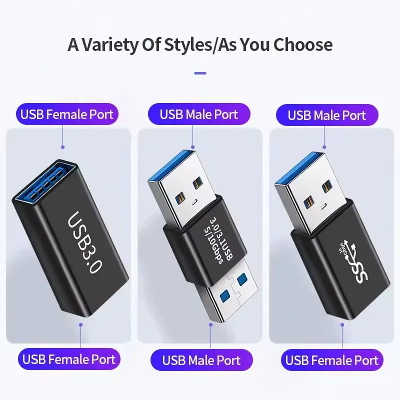Adaptateur d'extension USB-C mâle vers femelle, USB 3.0 10 Gbit/s, pour PC, ordinateur et téléphone 2